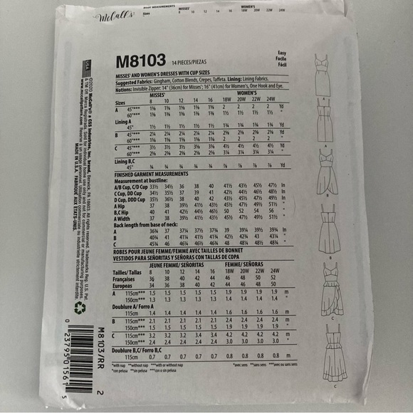 McCall’s Sewing Pattern 8103 - Picture 3 of 3